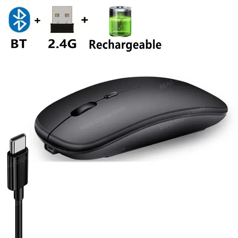 2025New Rechargeable Wireless Mouse Bluetooth-compatible 2.4GHz Dual Modes Computer Mice with Nano Receiver for PC Laptop