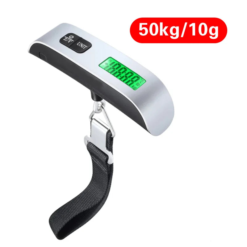 50kg Portable Hanging Scale Electronic Hand Luggage Scale Digital Display Suitcase 110lb Travel Baggage Bag Weighing Tools